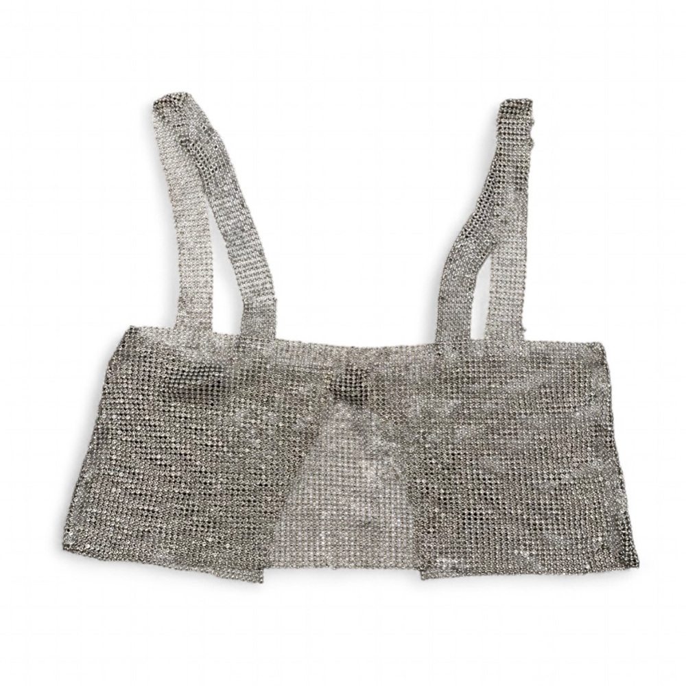 Silver Sequin Chainlink Bra Top XS/S Festival Rave Clubbing Coachella Statement